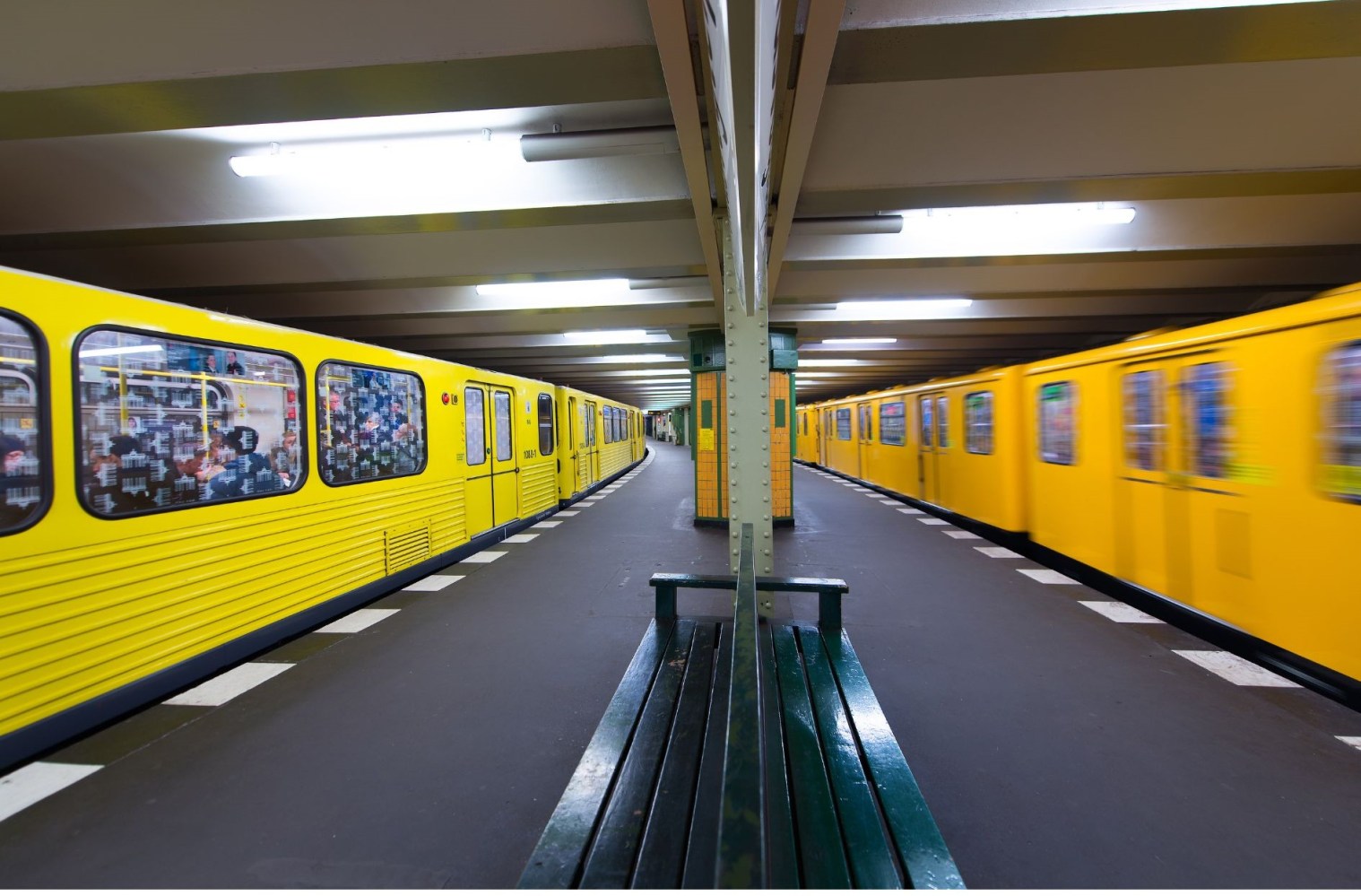 berlin subway running through a station